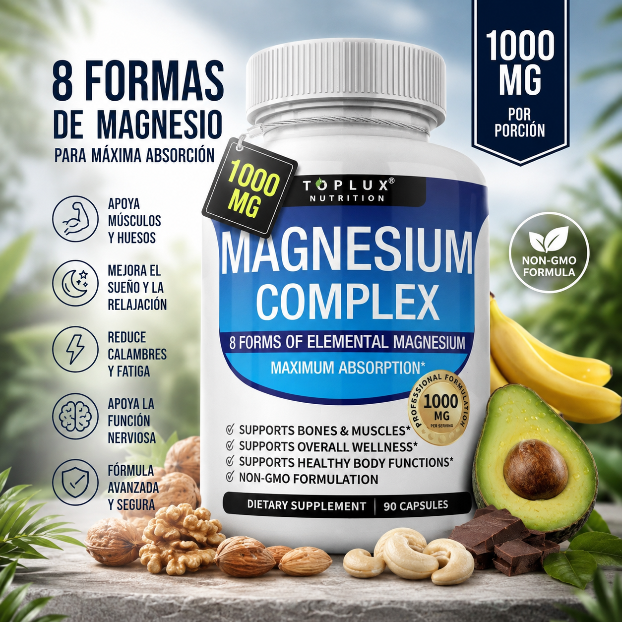 Magnesio Complex Premium (Fórmula Avanzada de 8 Formas de Absorción Máxima)
