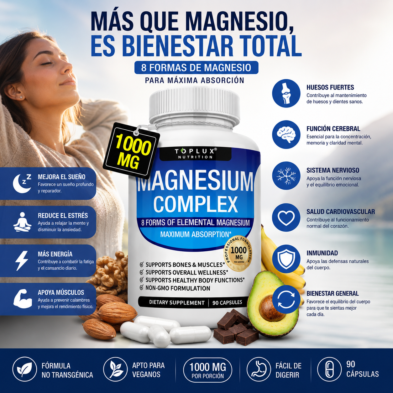 Magnesio Complex Premium (Fórmula Avanzada de 8 Formas de Absorción Máxima)