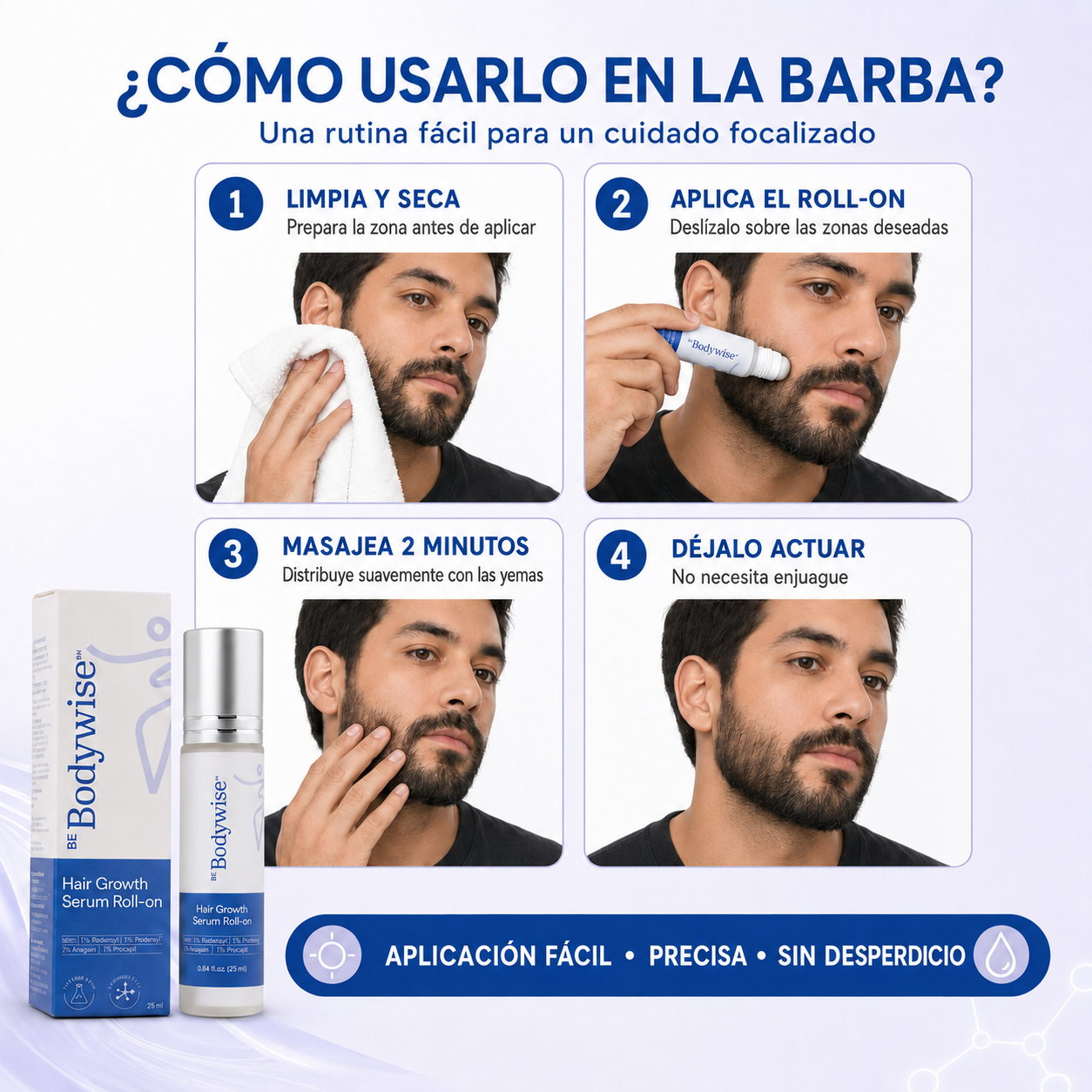 Sérum en Roll-On para el Crecimiento del Cabello de Be Bodywise