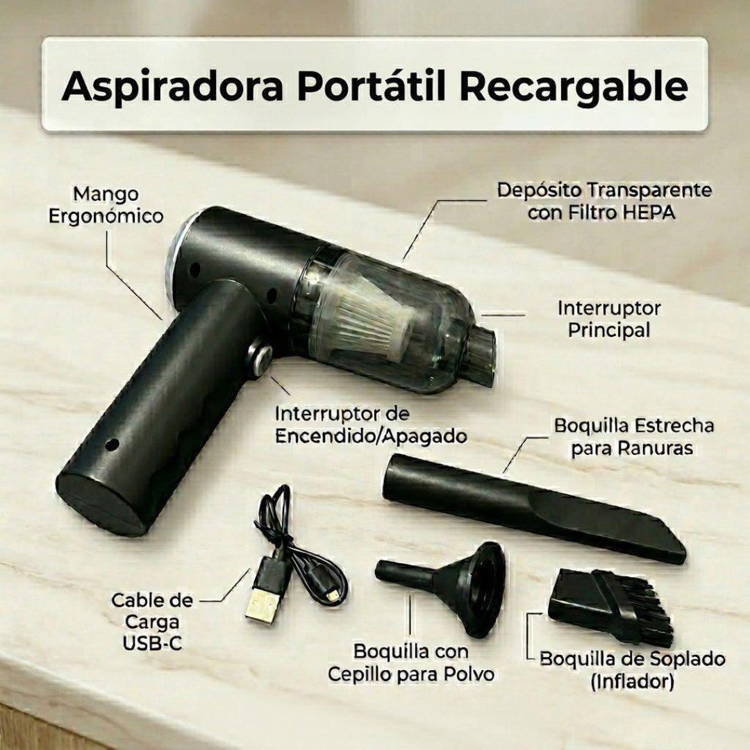 Aspiradora Portatil Recargable Para Auto