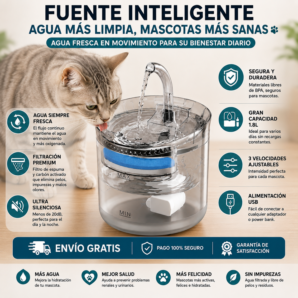 Bebedero Fuente Para mascota