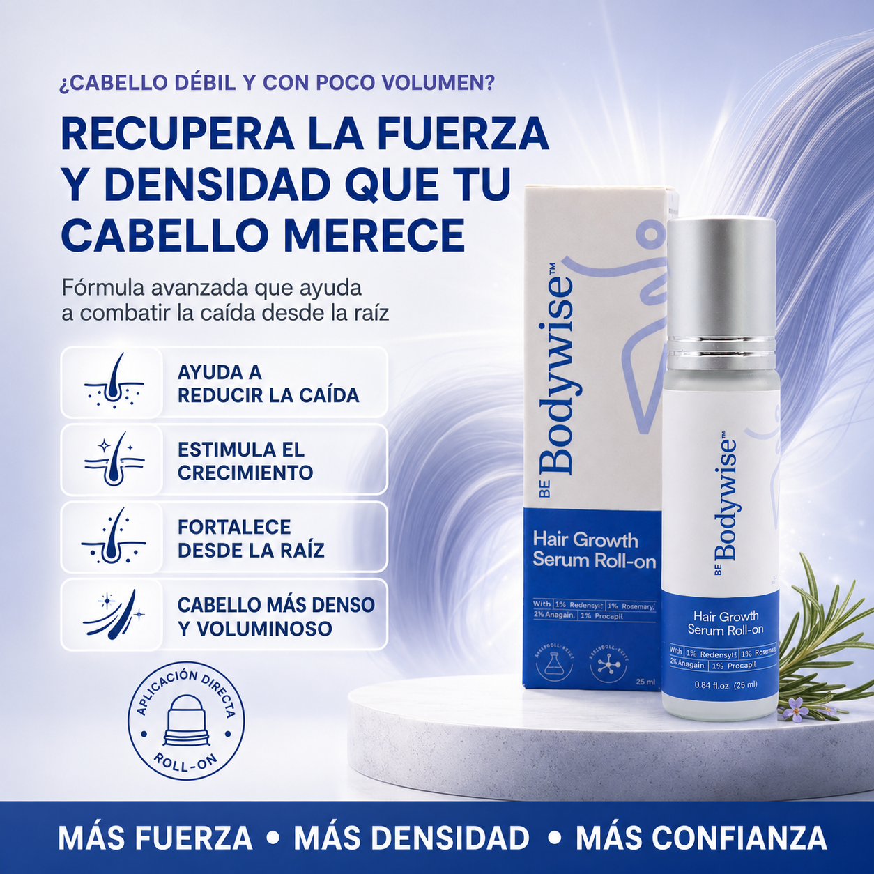 Sérum en Roll-On para el Crecimiento del Cabello de Be Bodywise