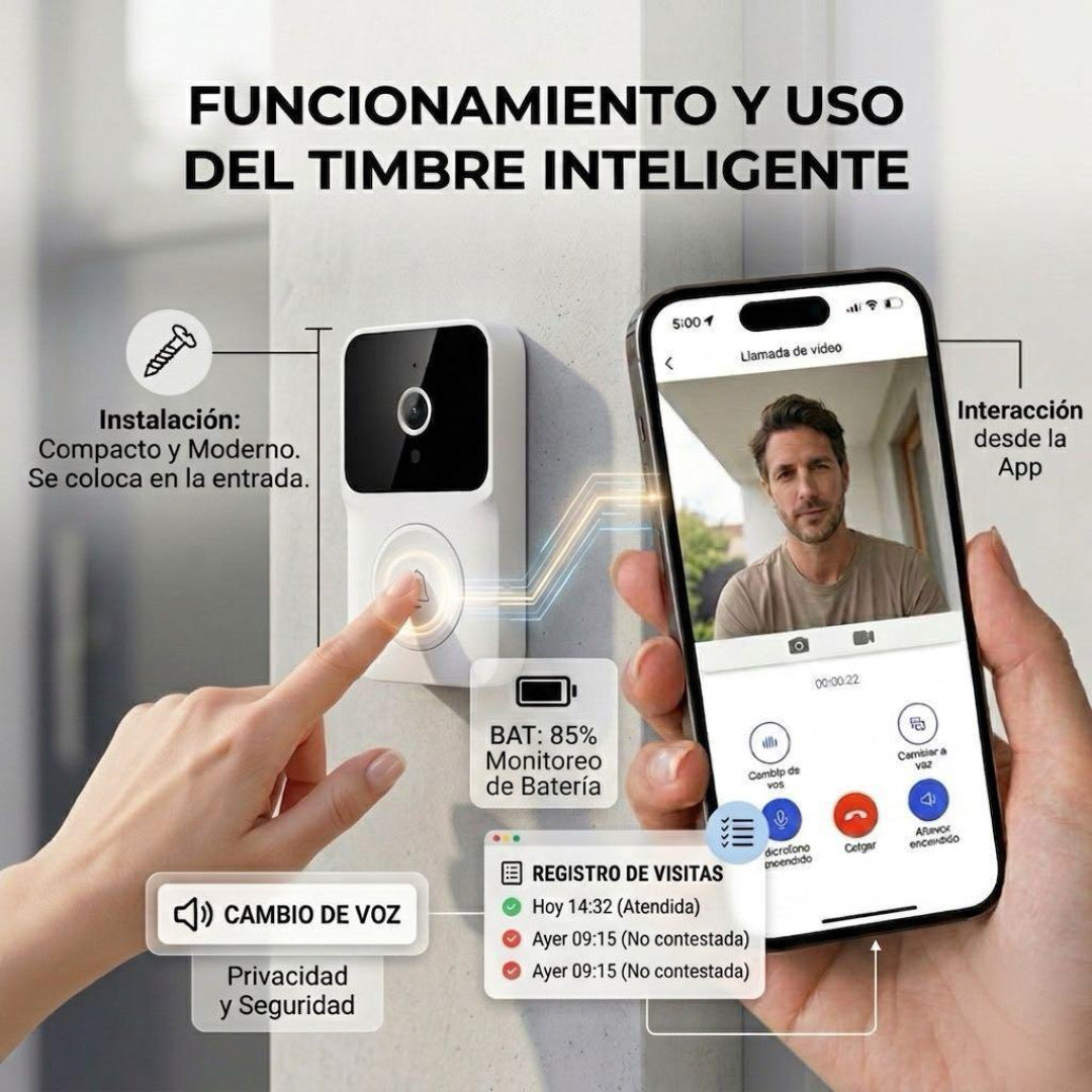 Timbre Inalambrico Con Camara Wifi